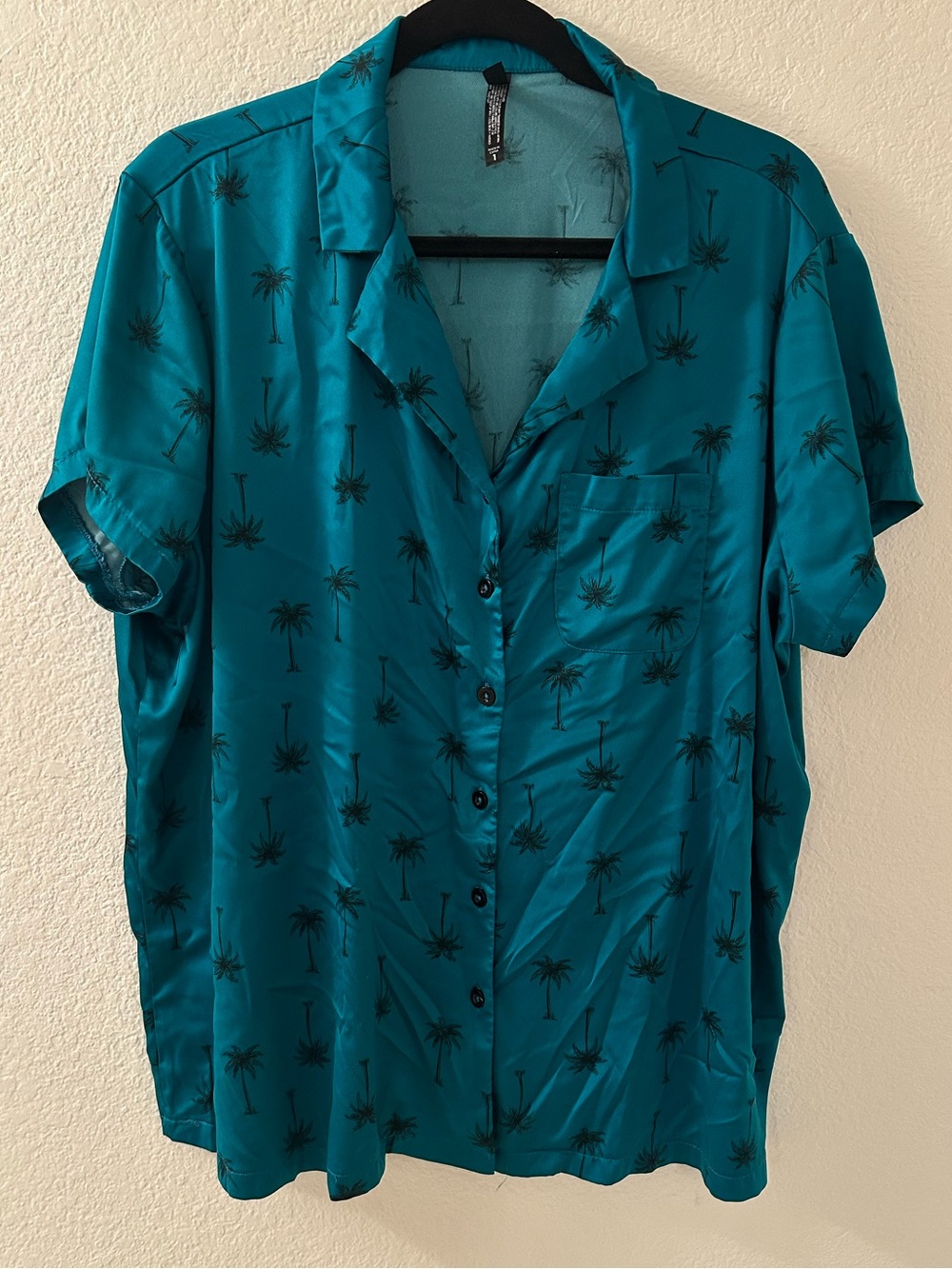 torrid Teal Short-Sleeve Palm Print Button-Up Pajama Set